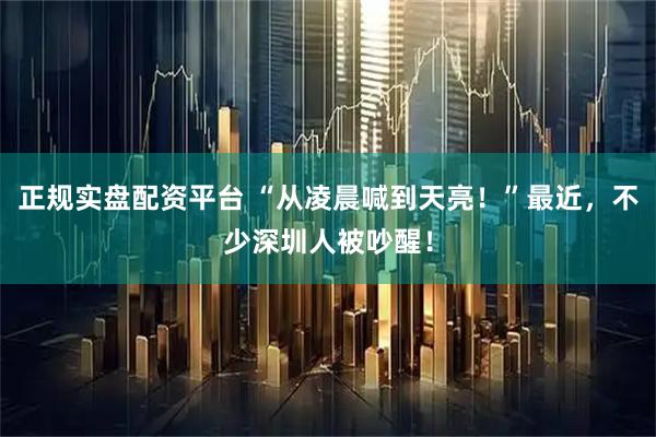 正规实盘配资平台 “从凌晨喊到天亮！”最近，不少深圳人被吵醒！
