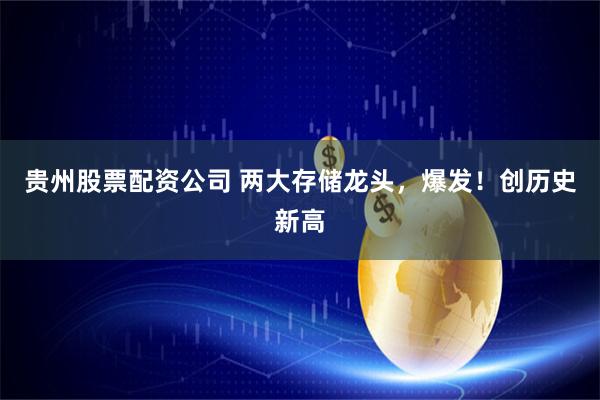 贵州股票配资公司 两大存储龙头，爆发！创历史新高